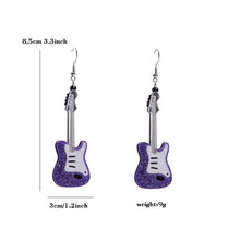 Load image into Gallery viewer, Acrylic classical electric guitar earrings style European and American retro Renaissance personalized hip-hop earrings