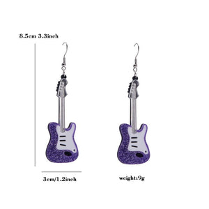 Acrylic classical electric guitar earrings style European and American retro Renaissance personalized hip-hop earrings