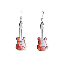 Load image into Gallery viewer, Acrylic classical electric guitar earrings style European and American retro Renaissance personalized hip-hop earrings