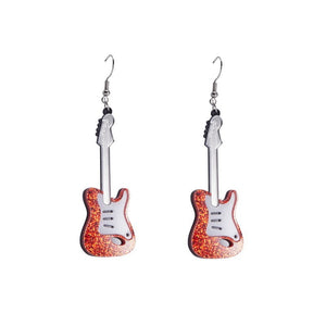 Acrylic classical electric guitar earrings style European and American retro Renaissance personalized hip-hop earrings