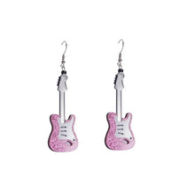 Load image into Gallery viewer, Acrylic classical electric guitar earrings style European and American retro Renaissance personalized hip-hop earrings