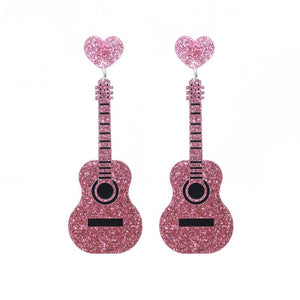 Acrylic classical electric guitar earrings style European and American retro Renaissance personalized hip-hop earrings