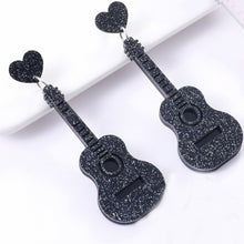 Load image into Gallery viewer, Acrylic classical electric guitar earrings style European and American retro Renaissance personalized hip-hop earrings