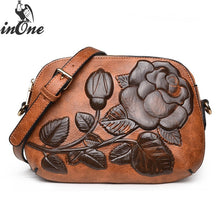 Load image into Gallery viewer, Embossed Rose Flower Vegan Leather Crossbody Shoulder Bags For Women