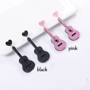 Acrylic classical electric guitar earrings style European and American retro Renaissance personalized hip-hop earrings