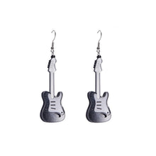 Load image into Gallery viewer, Acrylic classical electric guitar earrings style European and American retro Renaissance personalized hip-hop earrings